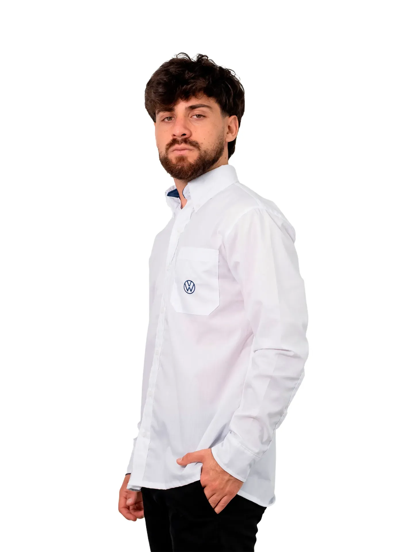 CAMISA HOMBRE CORTE CLASICO BATISTA LISA CON PIE DE CUELLO COMBINADOS MANGAS LARGAS