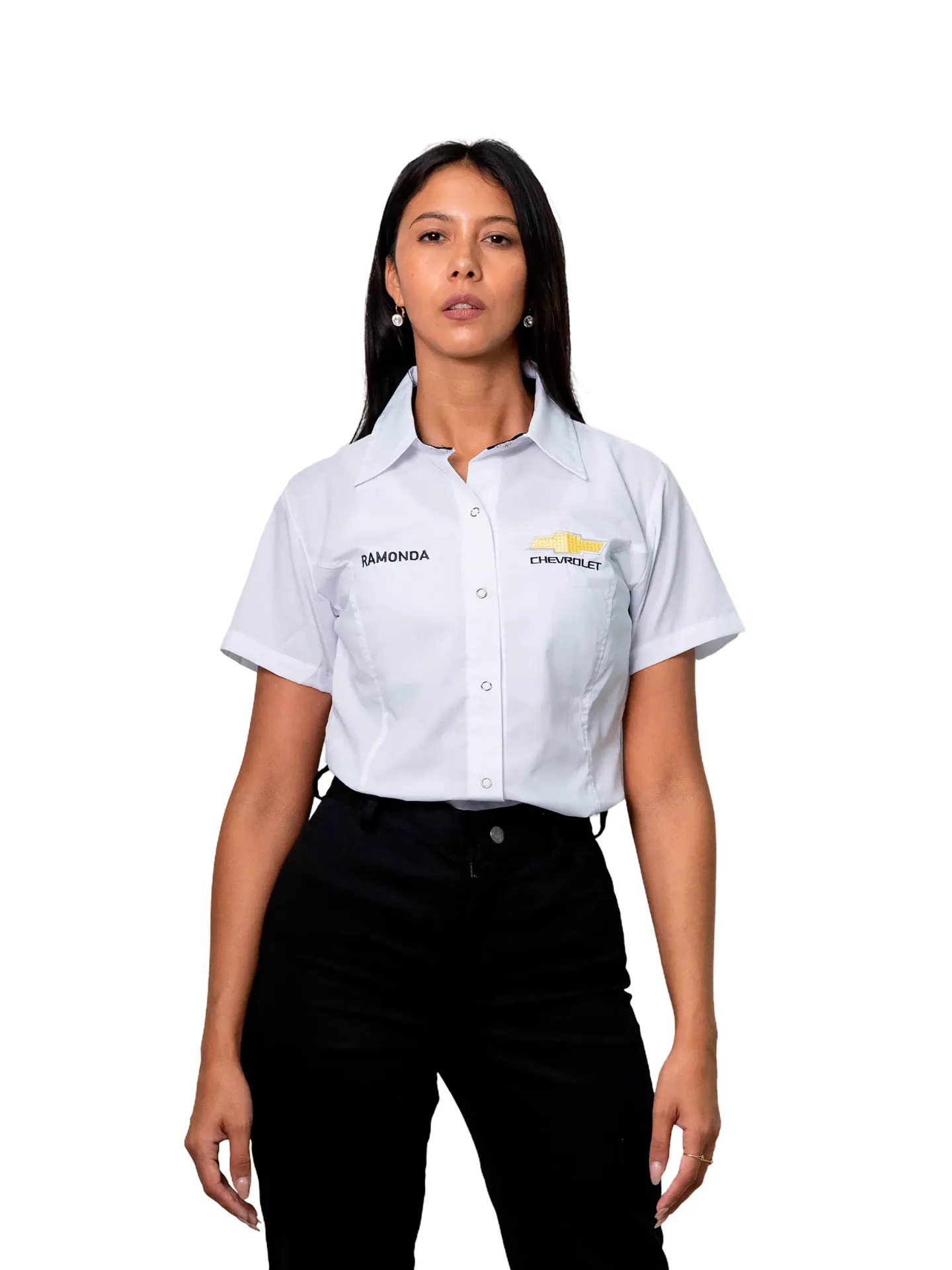 CAMISA MUJER BATISTA LISA MANGAS CORTAS CON PIE DE CUELLO COMBINADO (OPCIONAL CON BOTONES O BROCHES)