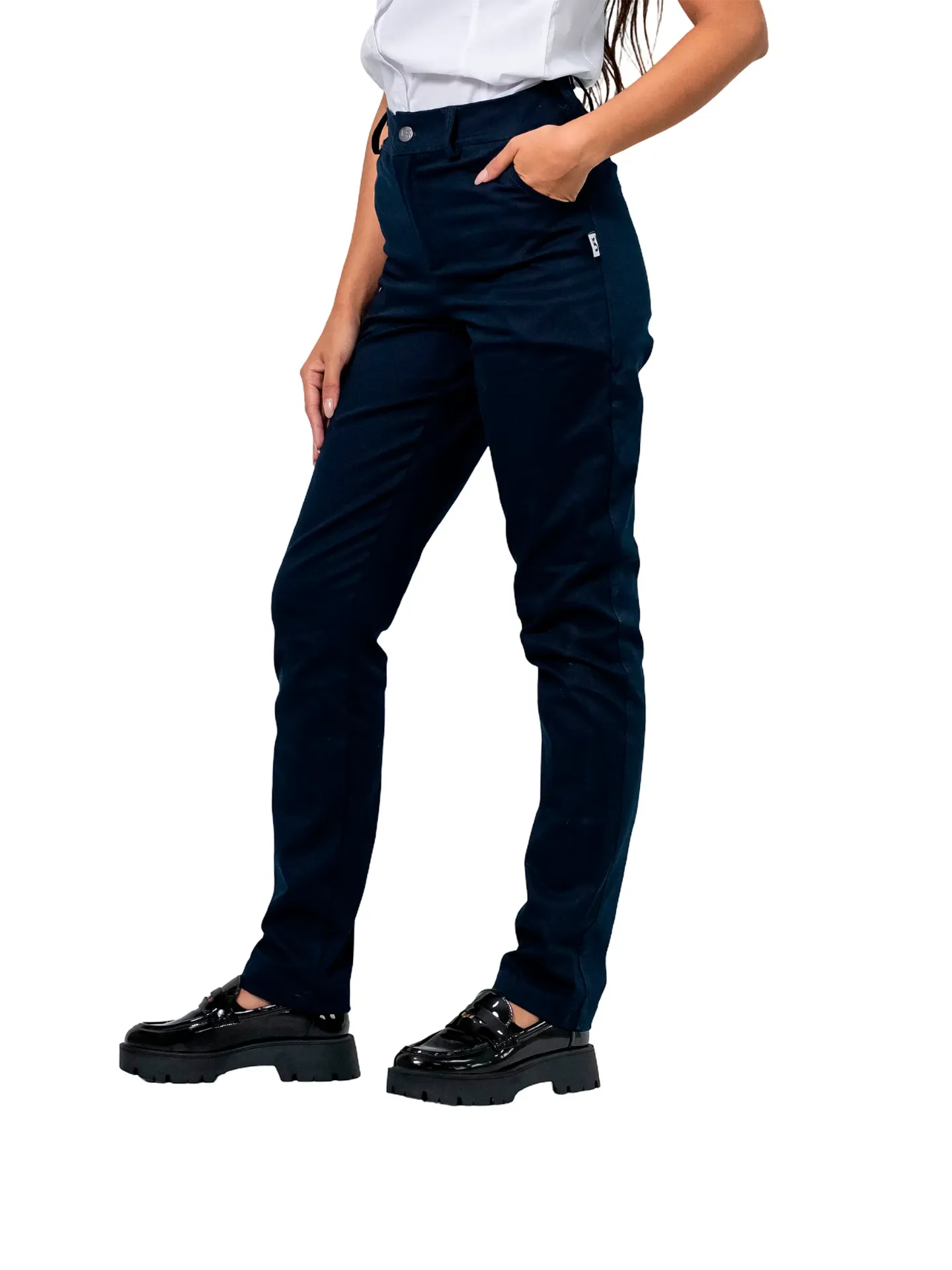 [F17] PANTALON MUJER CORTE CHINO DE GABARDINA ELASTIZADA