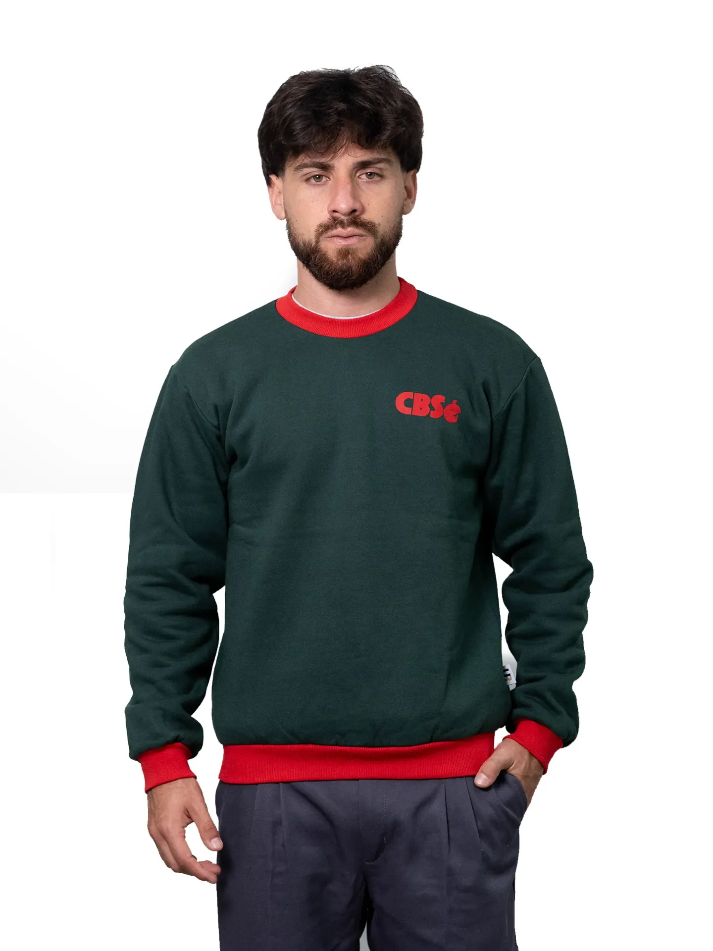 [B3.1] BUZO DE FRIZZA ALGODÓN - Cuello a la base - cuello, puños
y pretinas combinados (Negro)