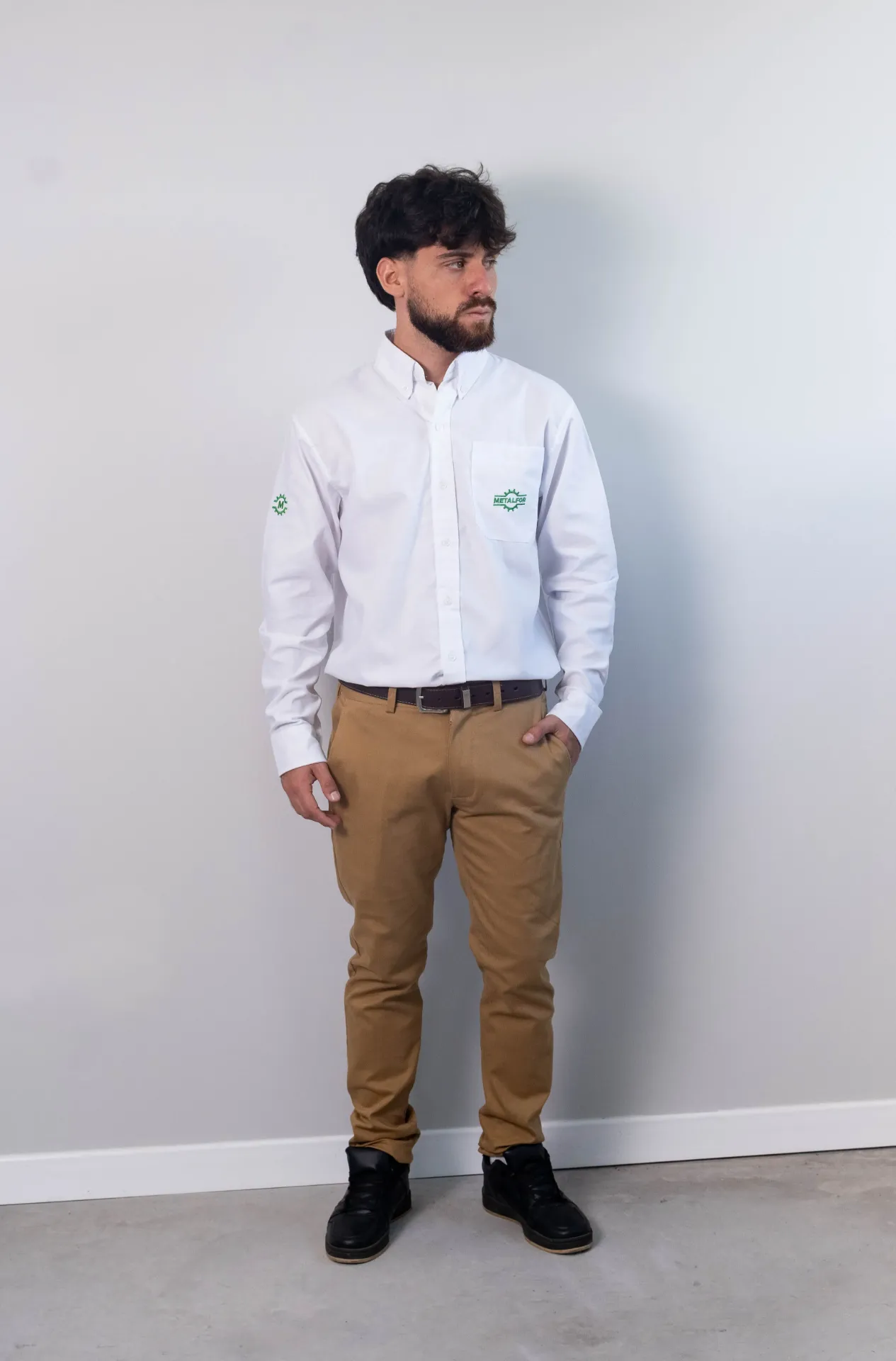 [C9.2] CAMISA HOMBRE CORTE CLASICO OXFORD MANGAS LARGAS (Blanco)