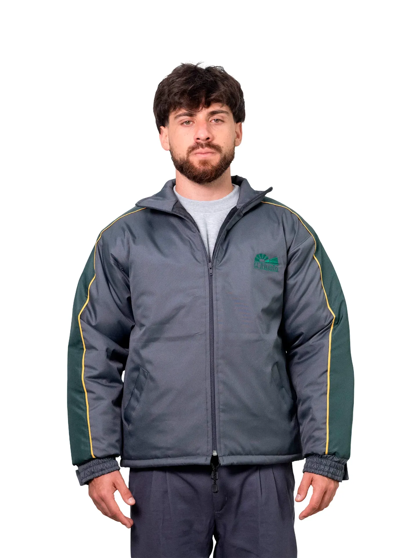 [K4.1] CAMPERA ABRIGO DE TRACKER FORRADA CON MATELASSE - RECORTE EN MANGAS (Negro)