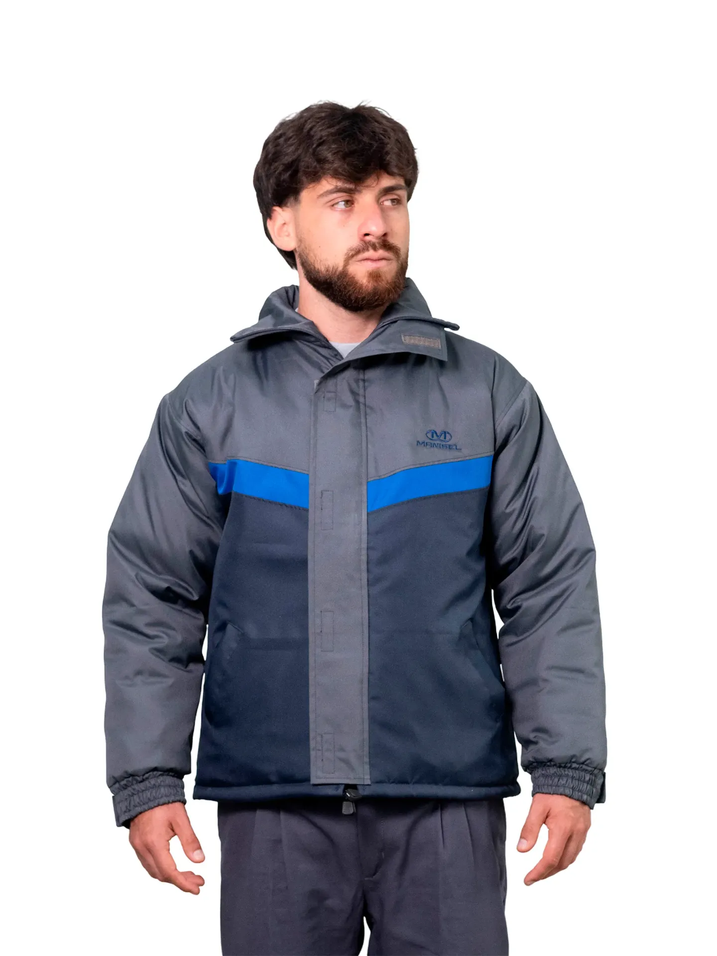 [K6.1] CAMPERA ABRIGO DE TRACKER FORRADA CON MATELASSE COMBINADA CON TAPA DE CIERRE (Negro)