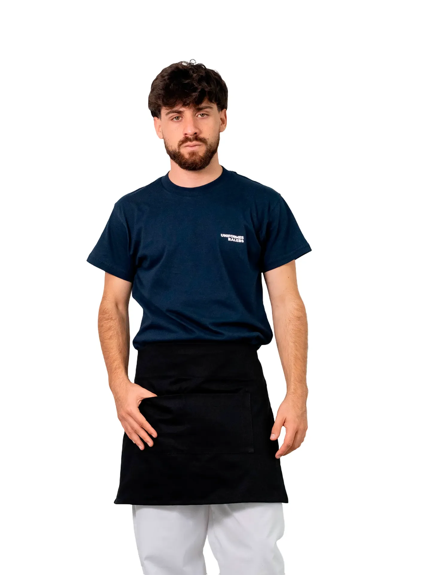 [D2.10] DELANTAL DE GABARDINA CORTO (Negro)