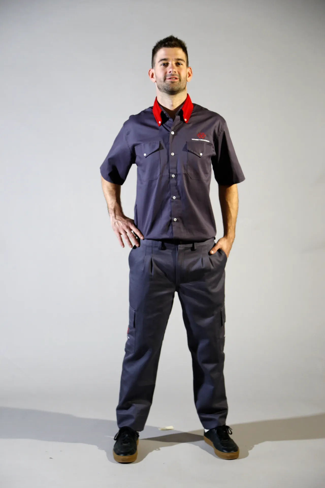CAMISA DE GABARDINA MANGAS CORTAS COMBINADA