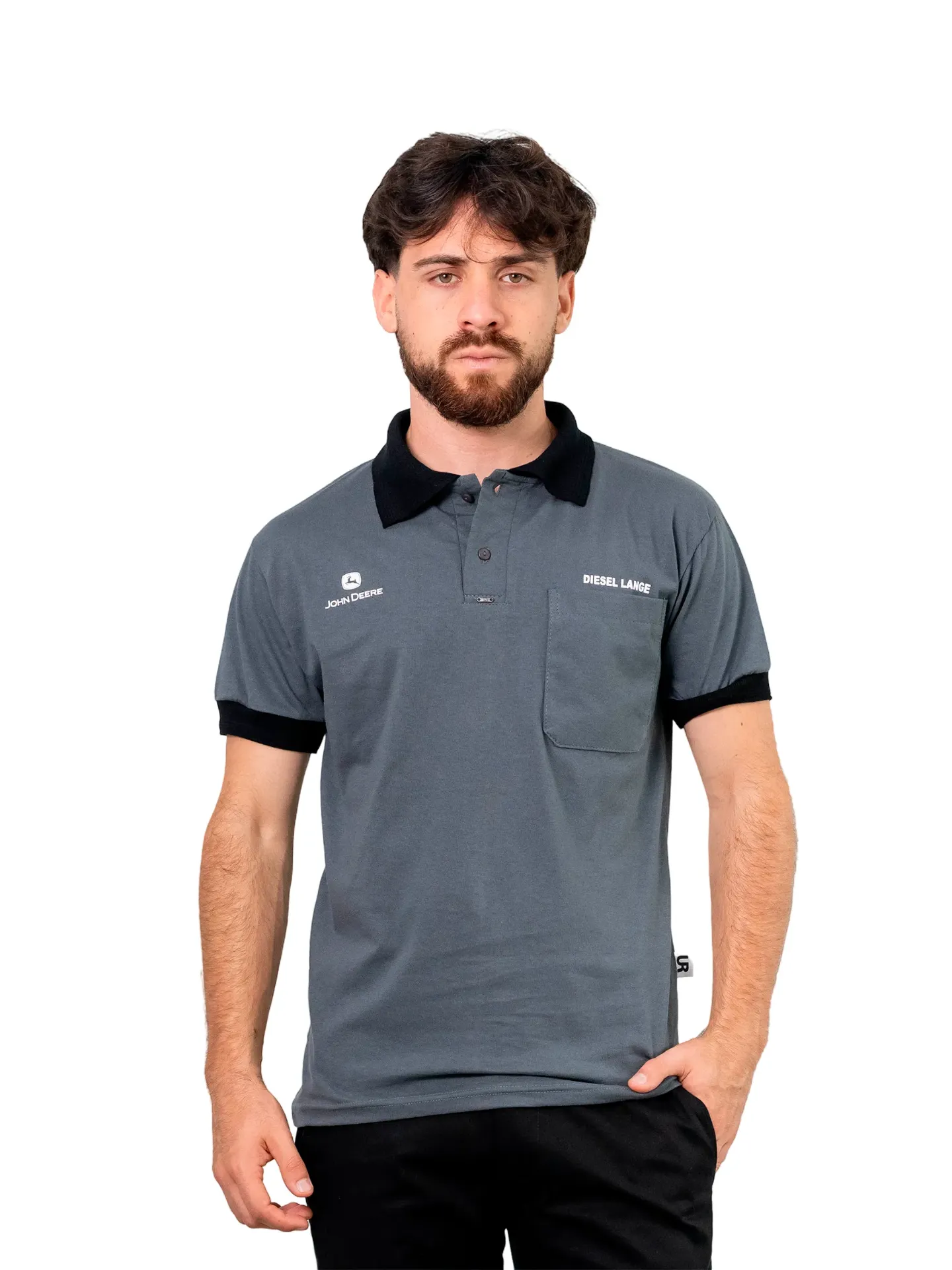 [M8.12] CHOMBA DE ALGODÓN MANGAS CORTAS - CARTERA , PUÑOS Y CUELLOS COMBINADOS