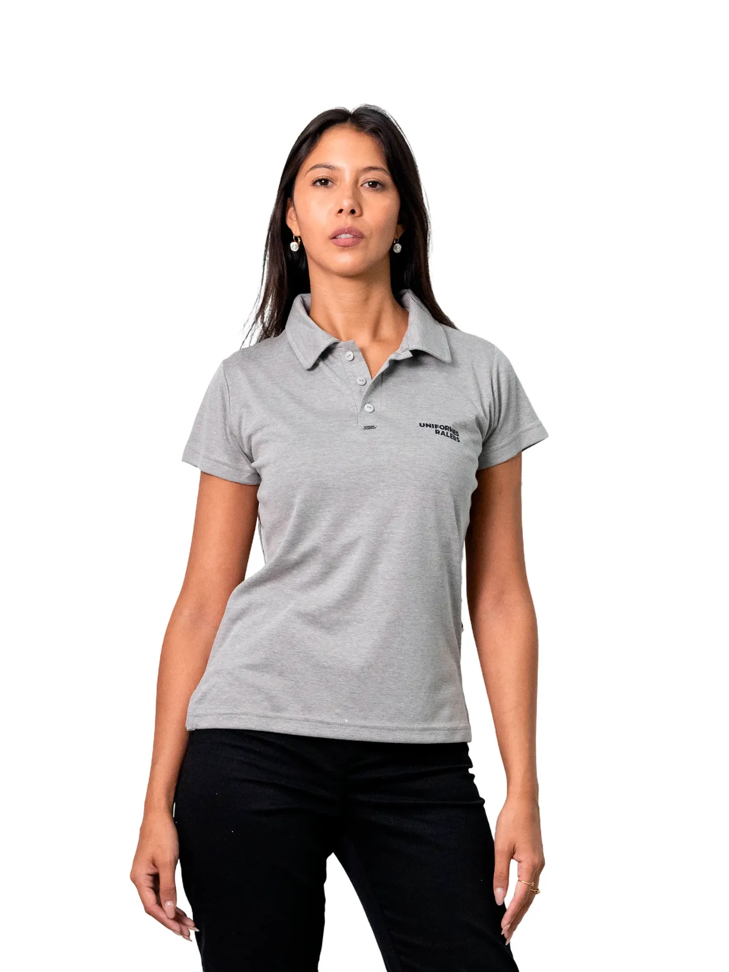 CHOMBA MUJER DE OXFORD  CON CUELLO TIPO CAMISA TITANIUM